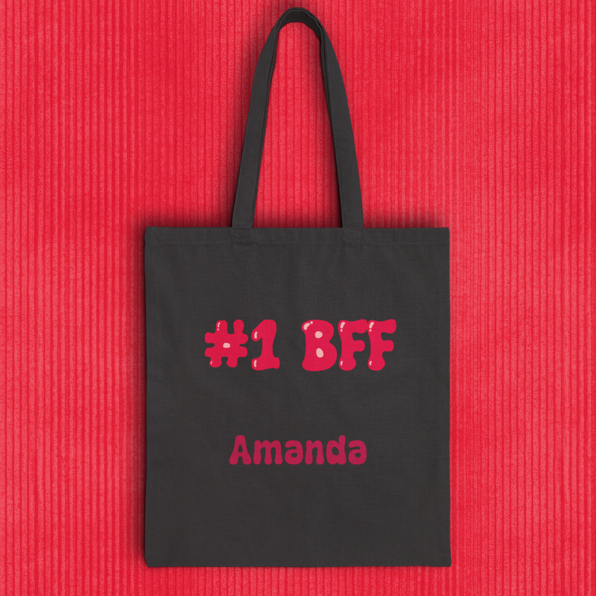Best Friend Tote Bag - Personalizable Strawberry Milk Pink Bestie Canvas Tote