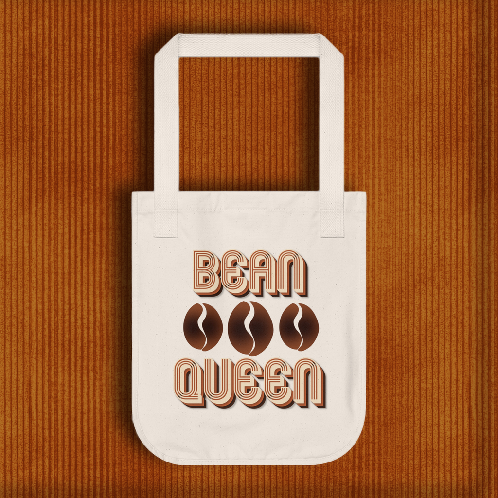 Monogram Coffee Lover's Tote - Bean Queen Organic Canvas Bag