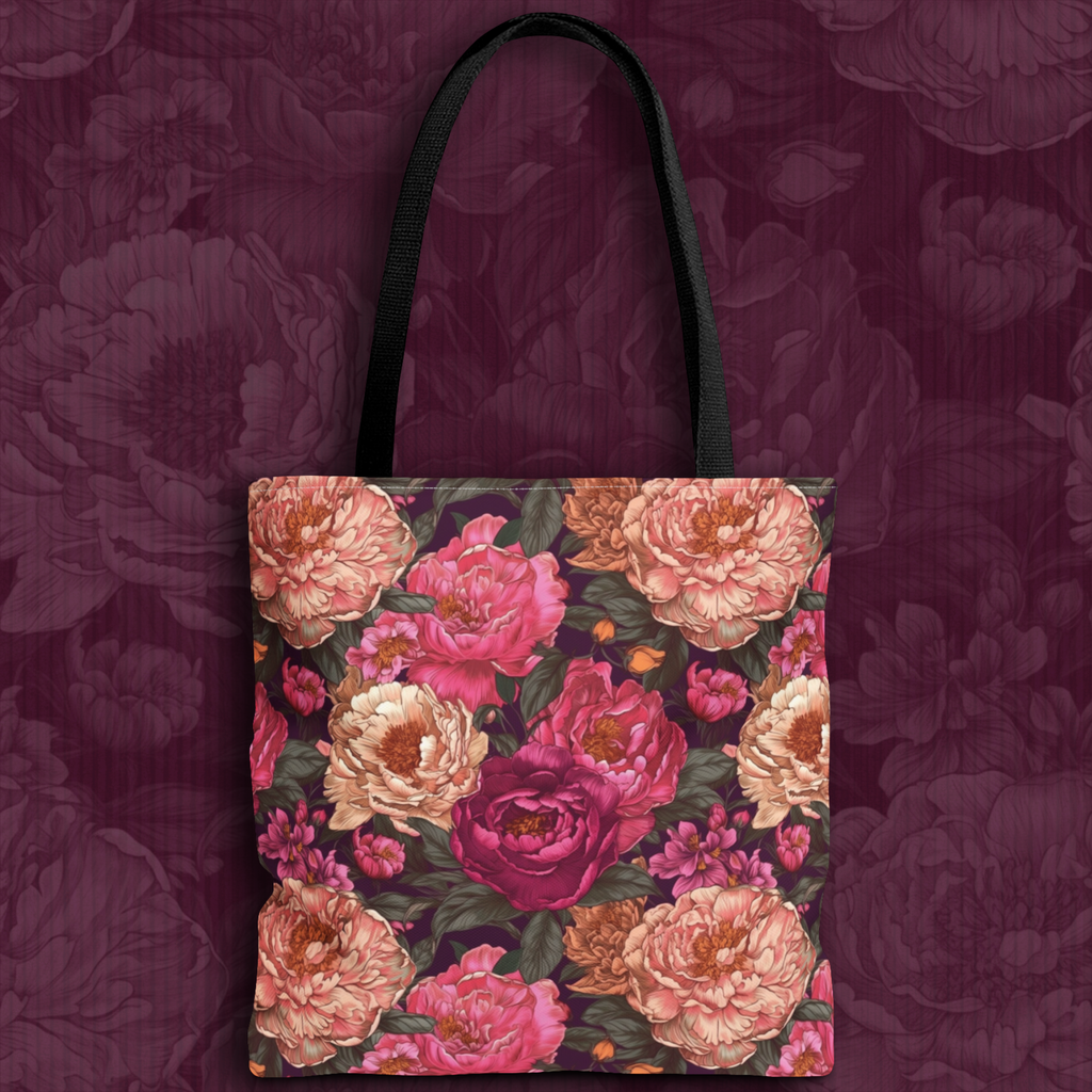 Pink Peony Tote Bag – Vintage Floral Garden Carryall