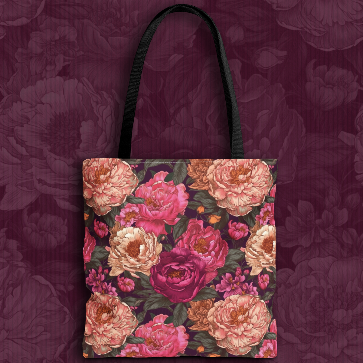 Pink Peony Tote Bag – Vintage Floral Garden Carryall