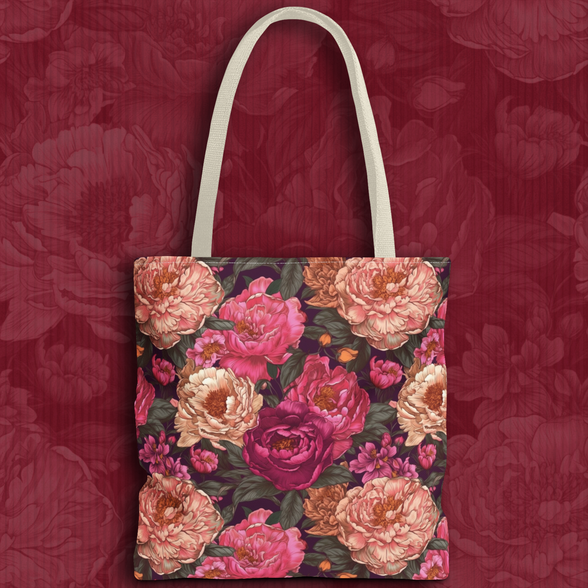 Pink Peony Tote Bag – Vintage Floral Garden Carryall