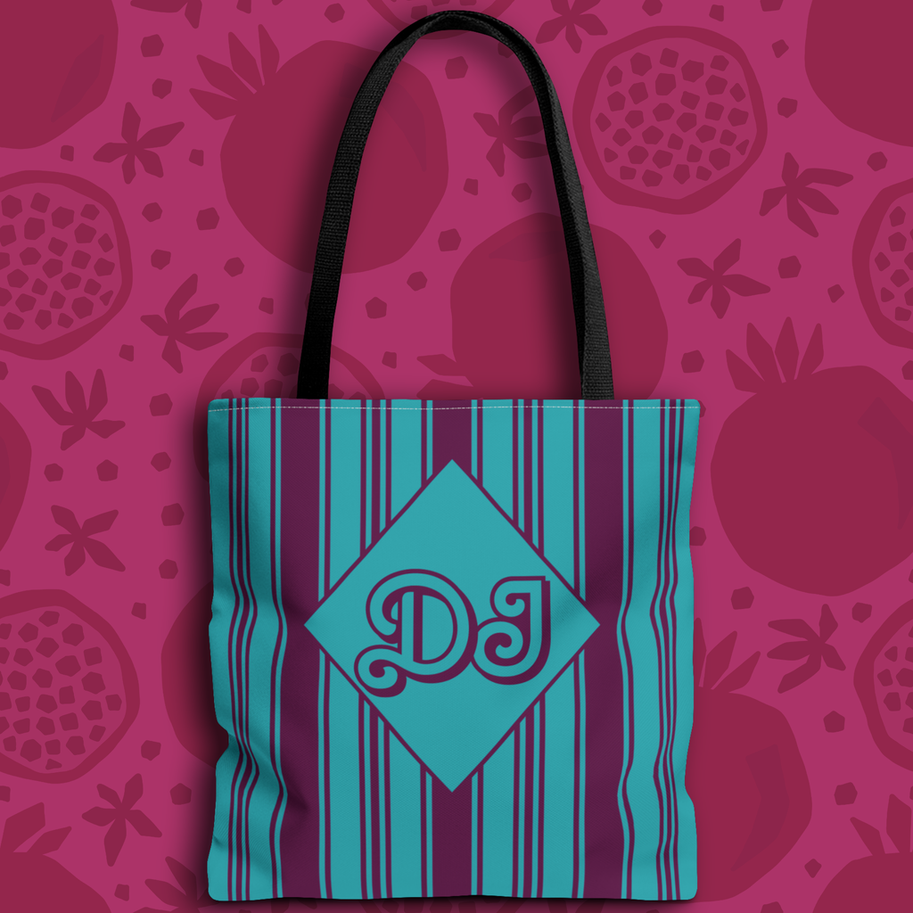 Striped Blue and Purple Monogram Bag - Vibrant Personalizable Market Tote