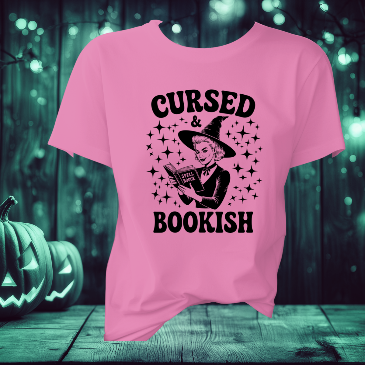 Cursed and Bookish Witch Tee - Vintage Book Lover Witch Graphic T-Shirt