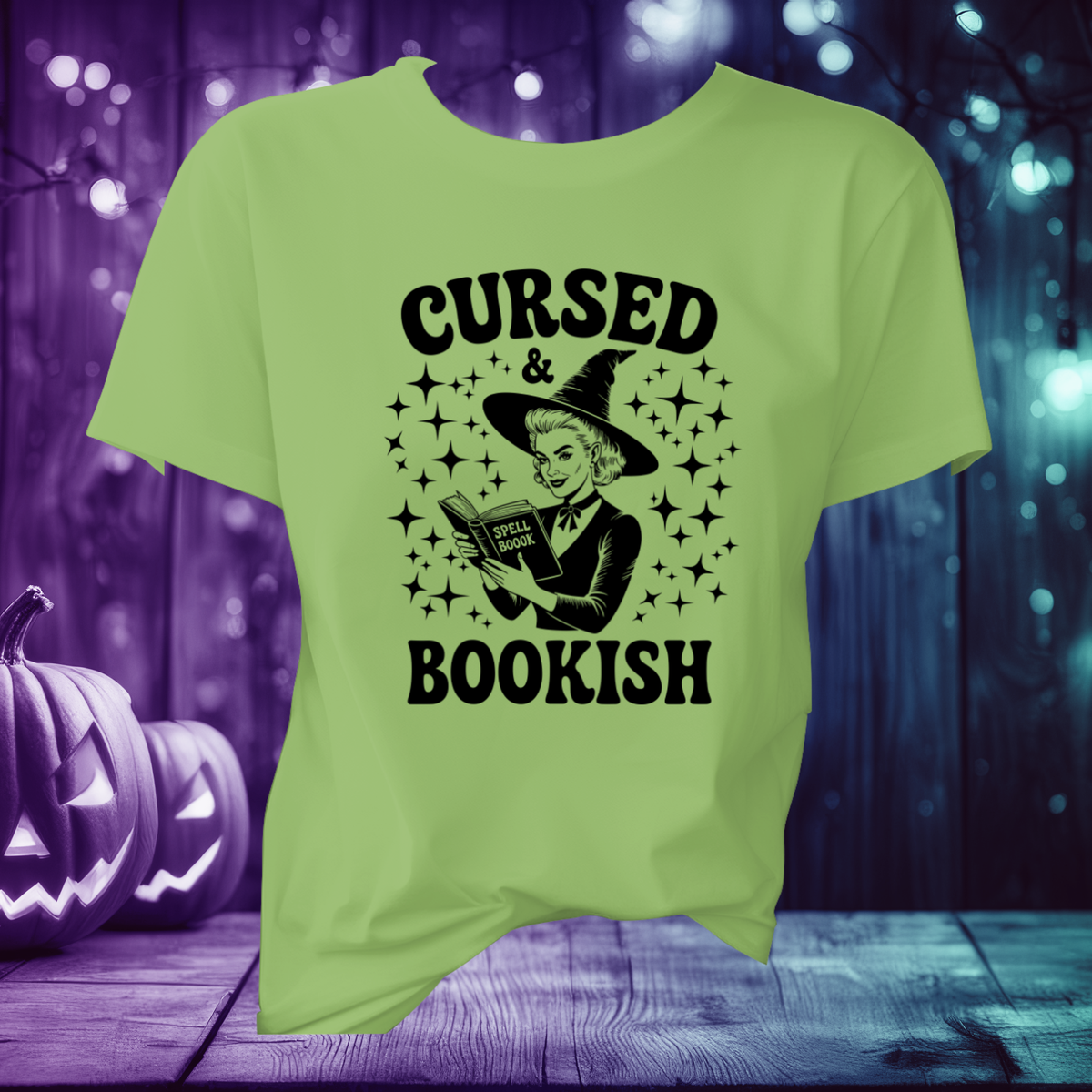 Cursed and Bookish Witch Tee - Vintage Book Lover Witch Graphic T-Shirt