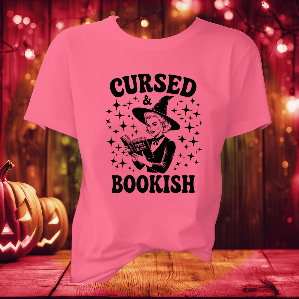 Cursed and Bookish Witch Tee - Vintage Book Lover Witch Graphic T-Shirt