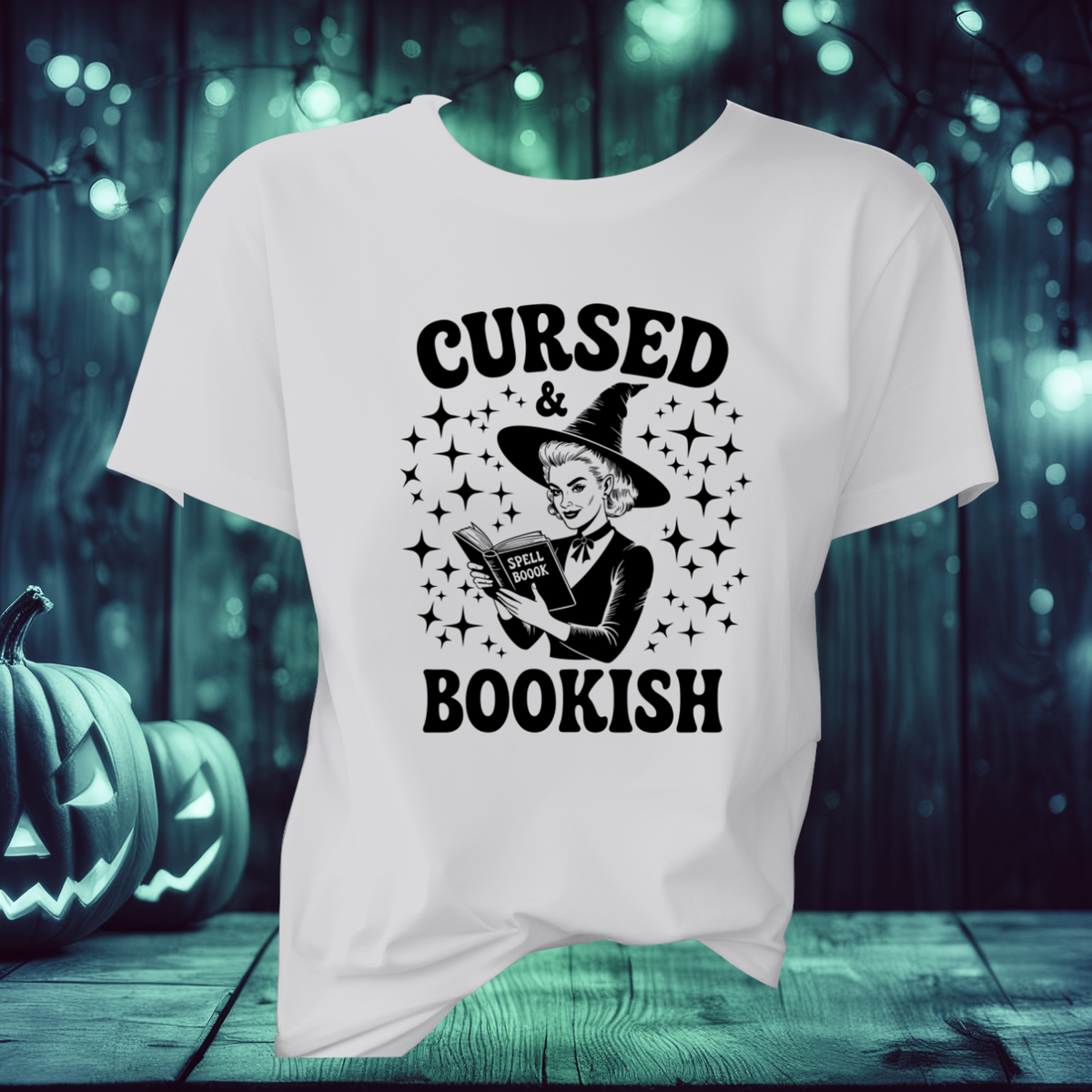 Cursed and Bookish Witch Tee - Vintage Book Lover Witch Graphic T-Shirt