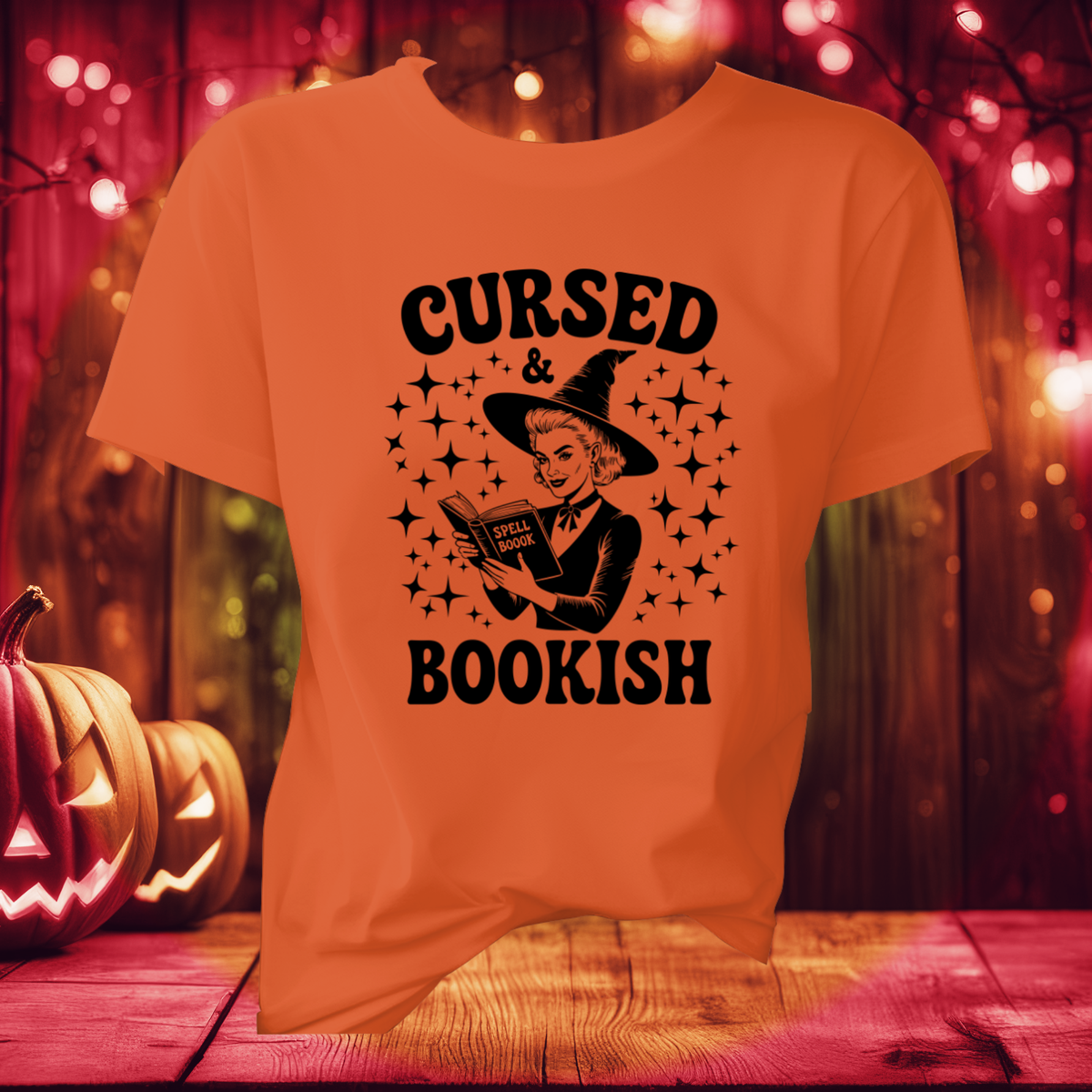 Cursed and Bookish Witch Tee - Vintage Book Lover Witch Graphic T-Shirt