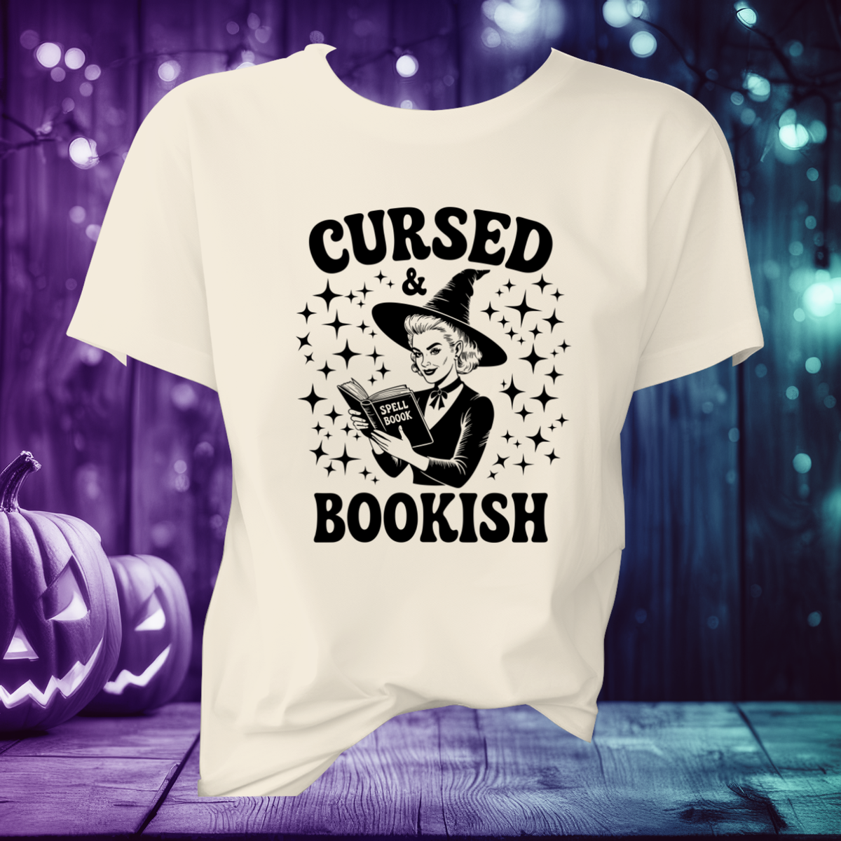 Cursed and Bookish Witch Tee - Vintage Book Lover Witch Graphic T-Shirt