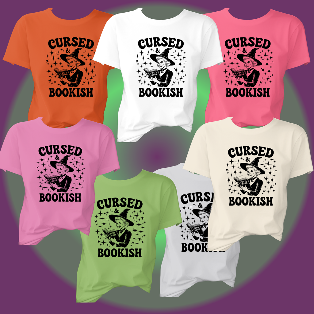 Cursed and Bookish Witch Tee - Vintage Book Lover Witch Graphic T-Shirt
