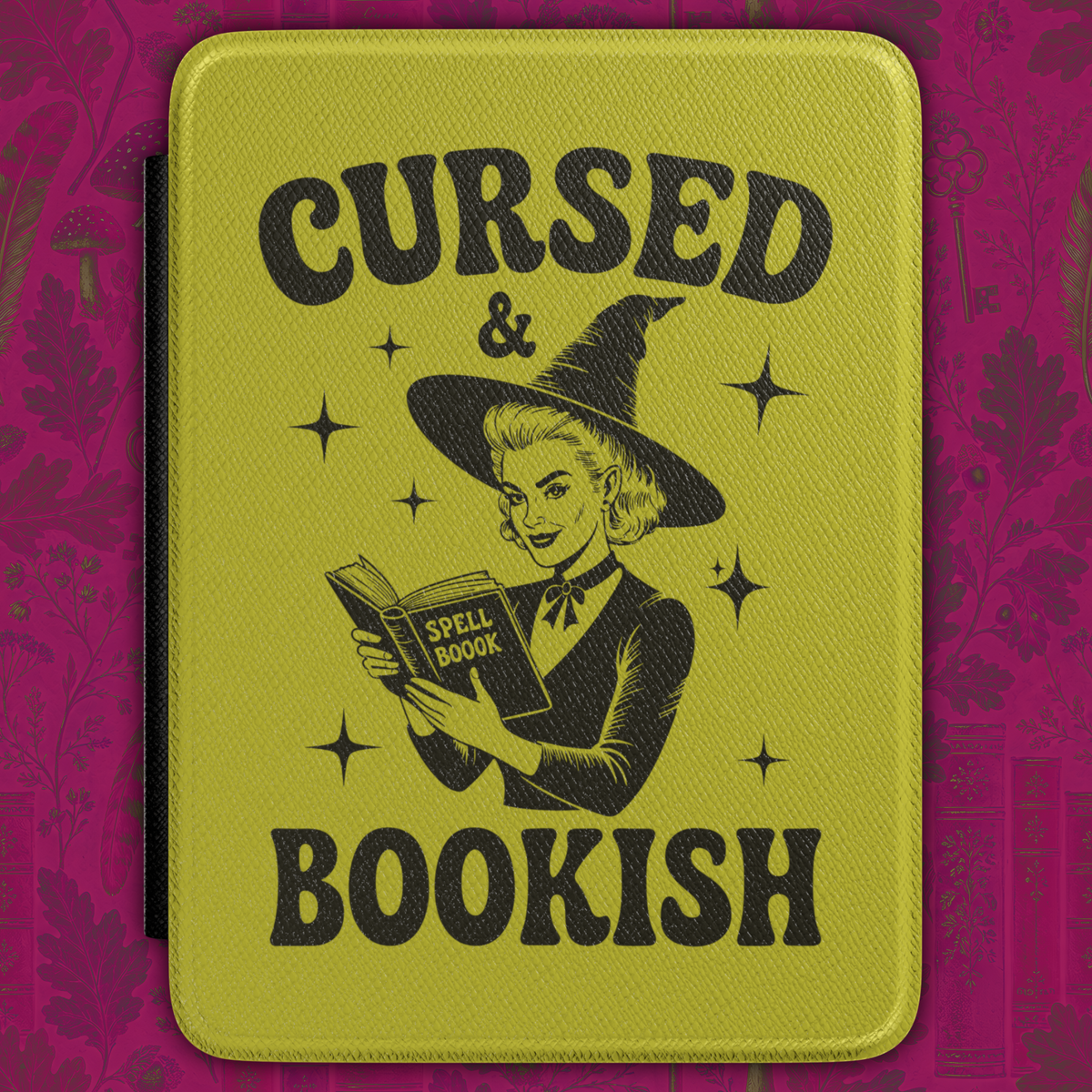 Cursed and Bookish Kindle Case — Spooky Green Book Lovers E-Reader Cover