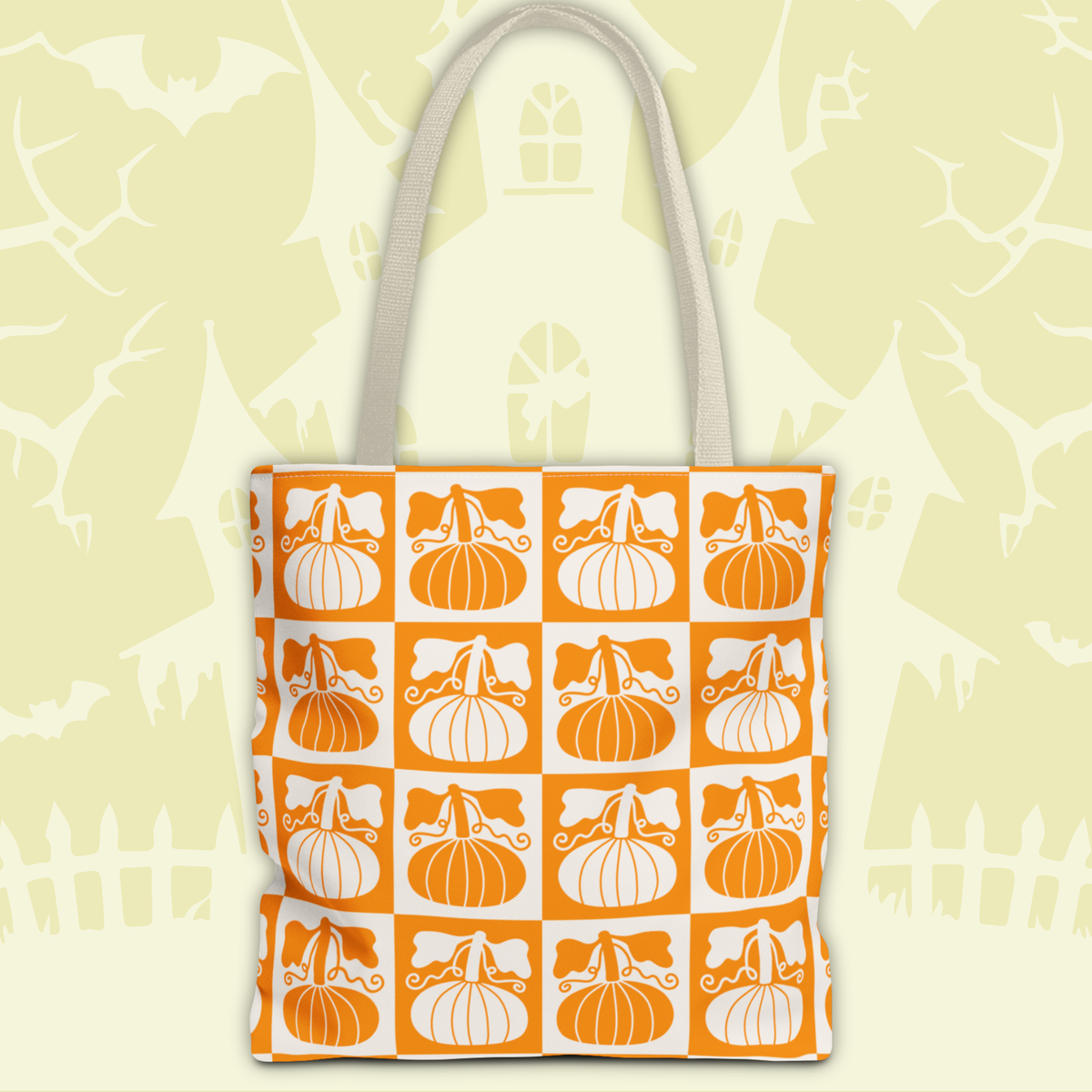 Pumpkin Patch Tote Bag - Autumn Harvest Checkerboard Carryall