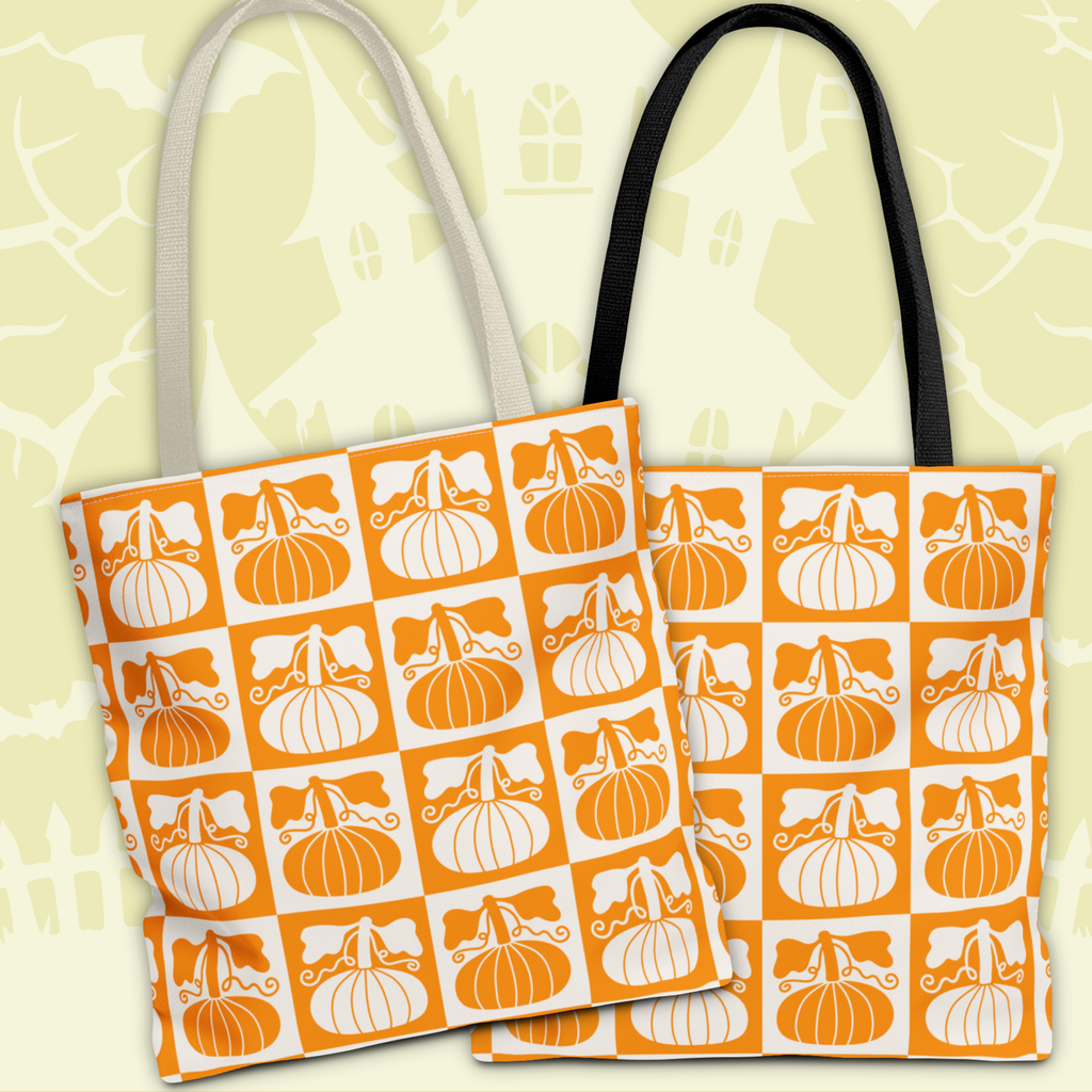Pumpkin Patch Tote Bag - Autumn Harvest Checkerboard Carryall