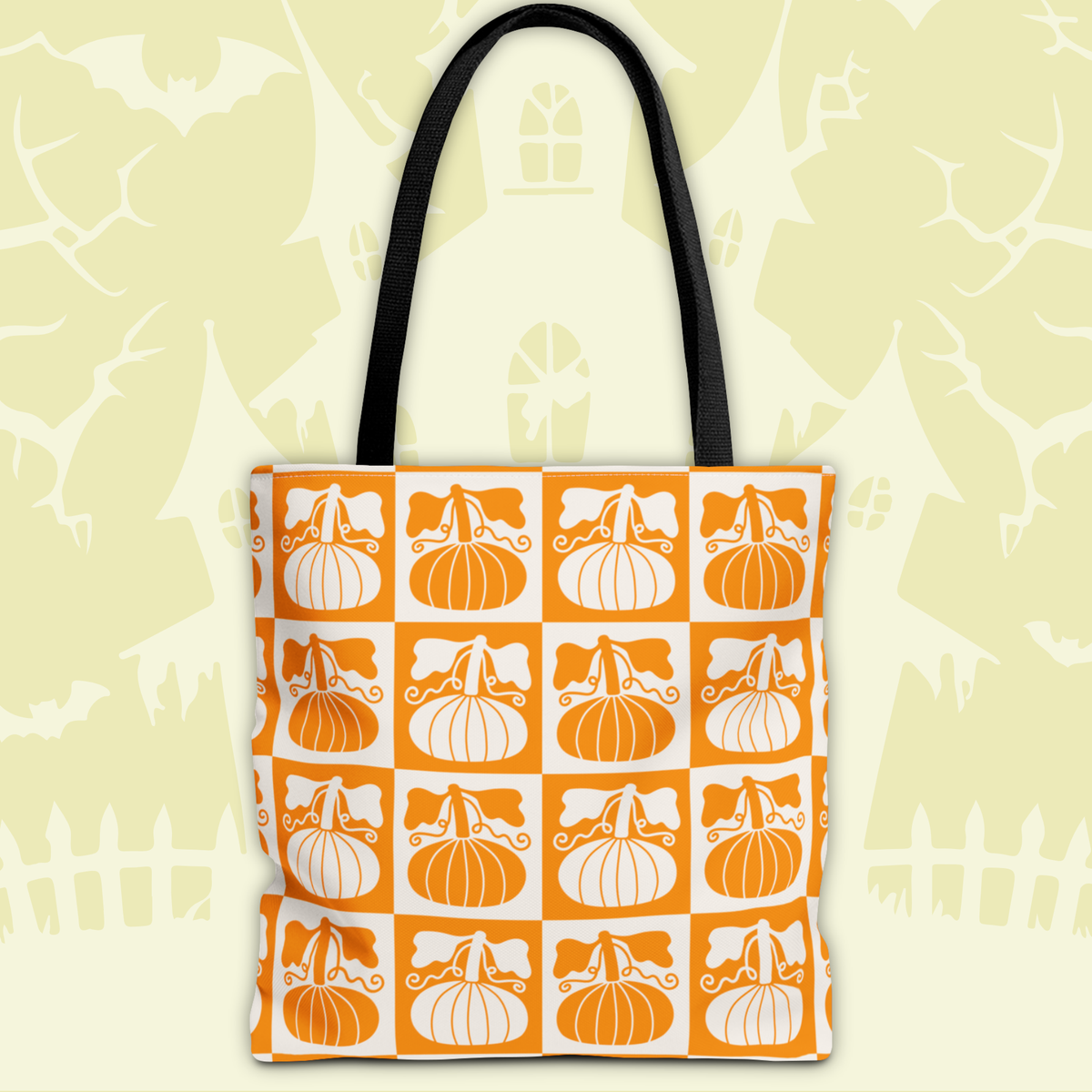 Pumpkin Patch Tote Bag - Autumn Harvest Checkerboard Carryall