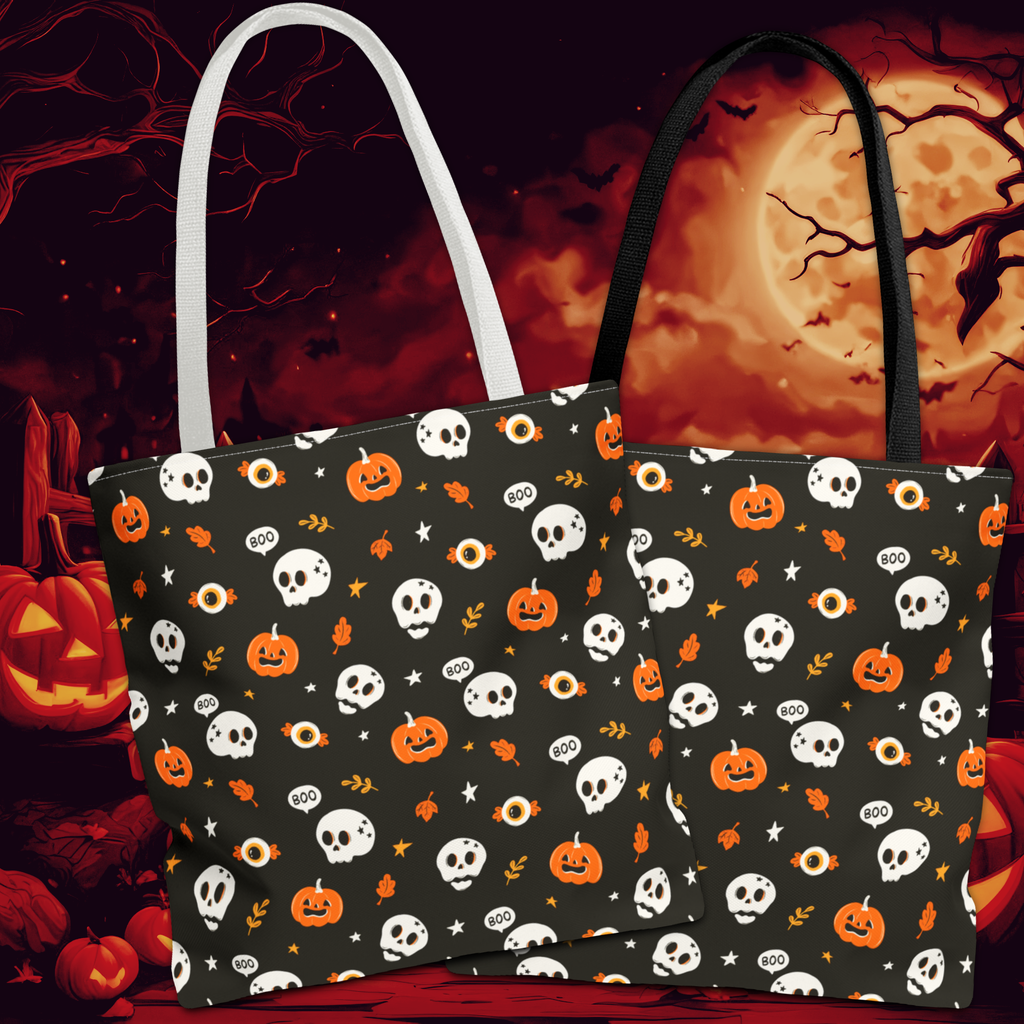 Halloween Pumpkin and Skulls Cute and Spooky Trick-or-Treat Candy Bag