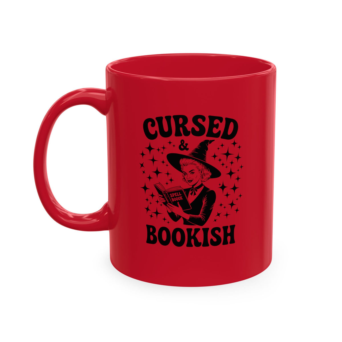Cursed and Bookish Colorful Ceramic Mug — Witchy Book Lover Coffee Cup