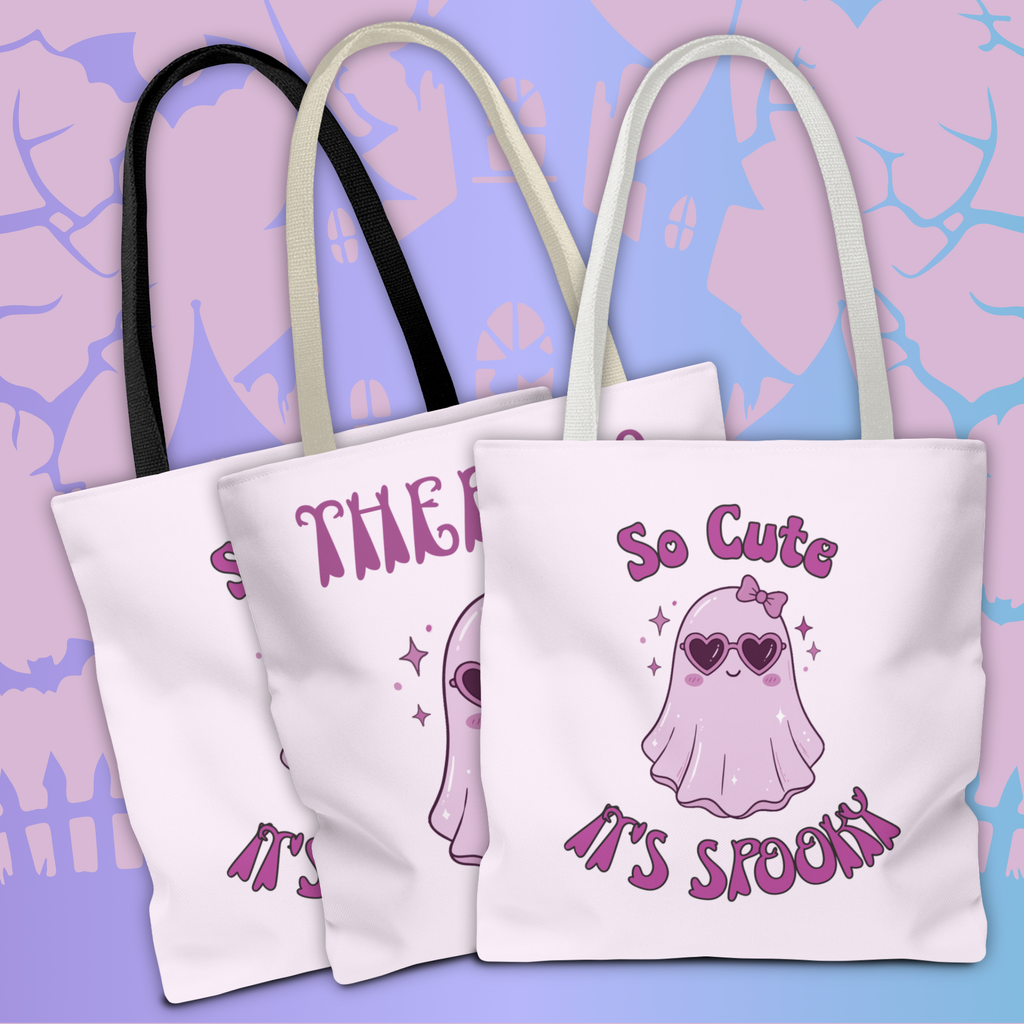 Personalized Purple Trick-or-Treat Tote - Cool Ghost 'So Cute It's Spooky' Halloween Bag