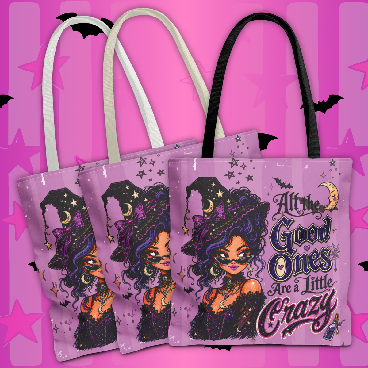Witchy Purple Tote - “All the Good Ones Are a Little Crazy” Graphic Tote