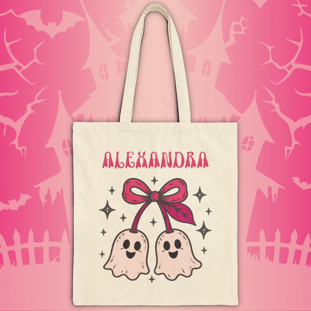 Personalized Ghosts Tote Bag — Cute Halloween Alexandra Canvas Tote