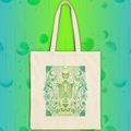 "The Overthinker" Skeleton Botanical Tote - Cotton Canvas Tarot Tote Bag