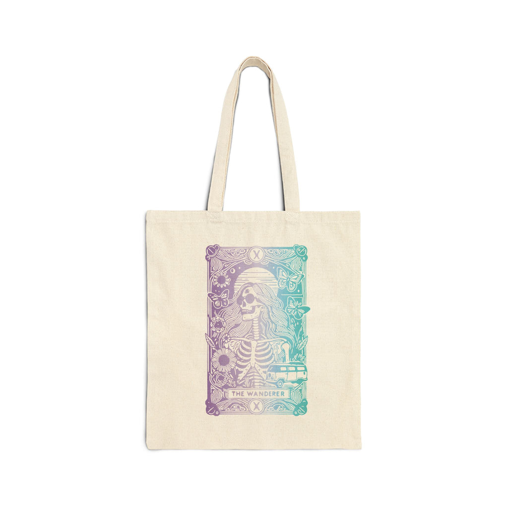 "The Wanderer" Tarot Skeleton Canvas Tote Bag