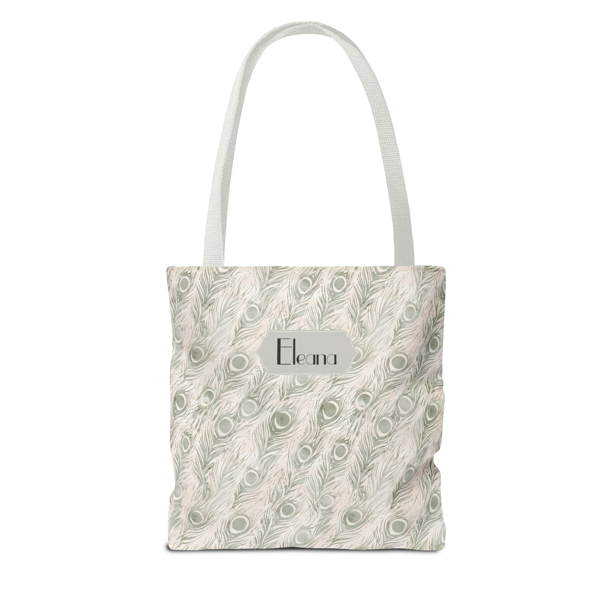 Personalizable Tote - Elegant Grey Peacock Feather Pattern Bag