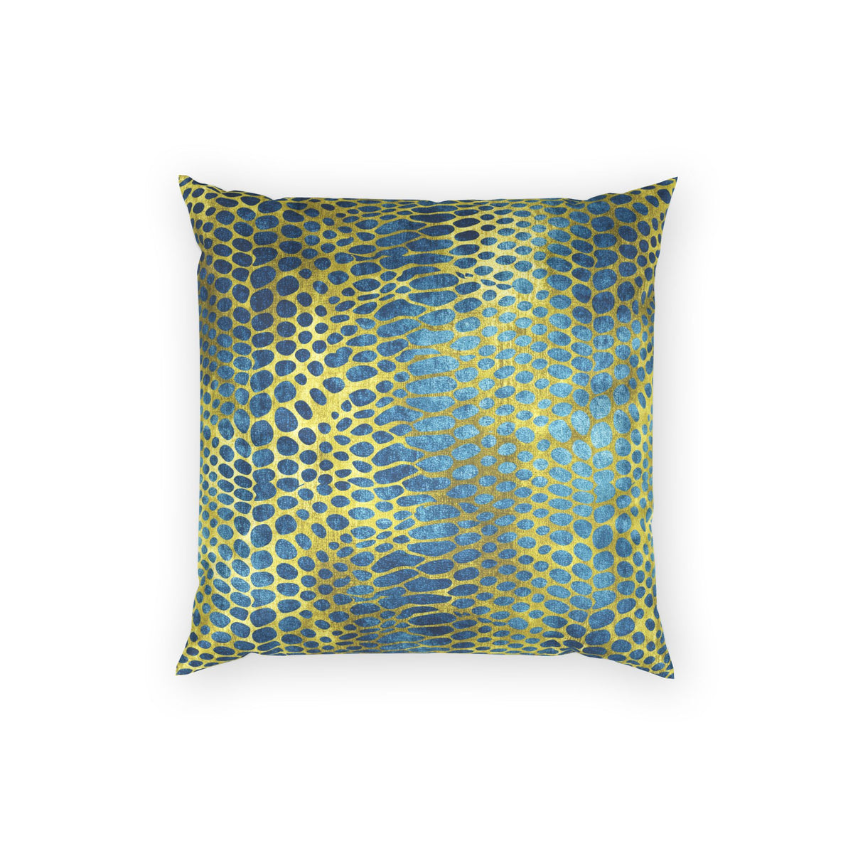 Snake Skin Velvet Pillow - Gold and Teal Decorative Throw Pillow