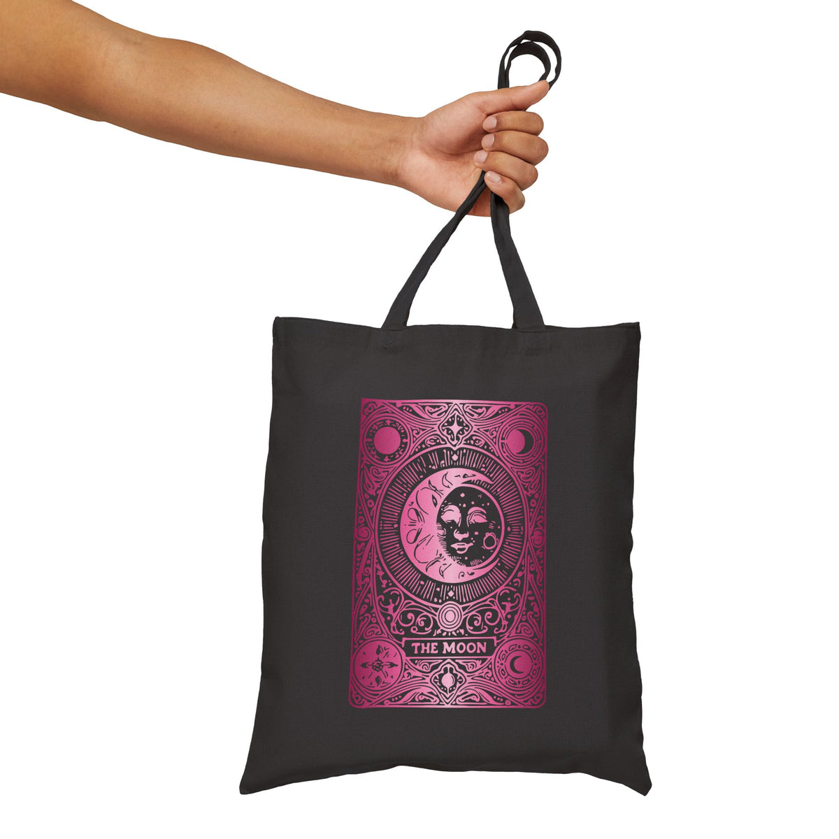 Celestial Moon Tarot Canvas Tote Bag - Vintage Sun and Moon Tarot Card Design