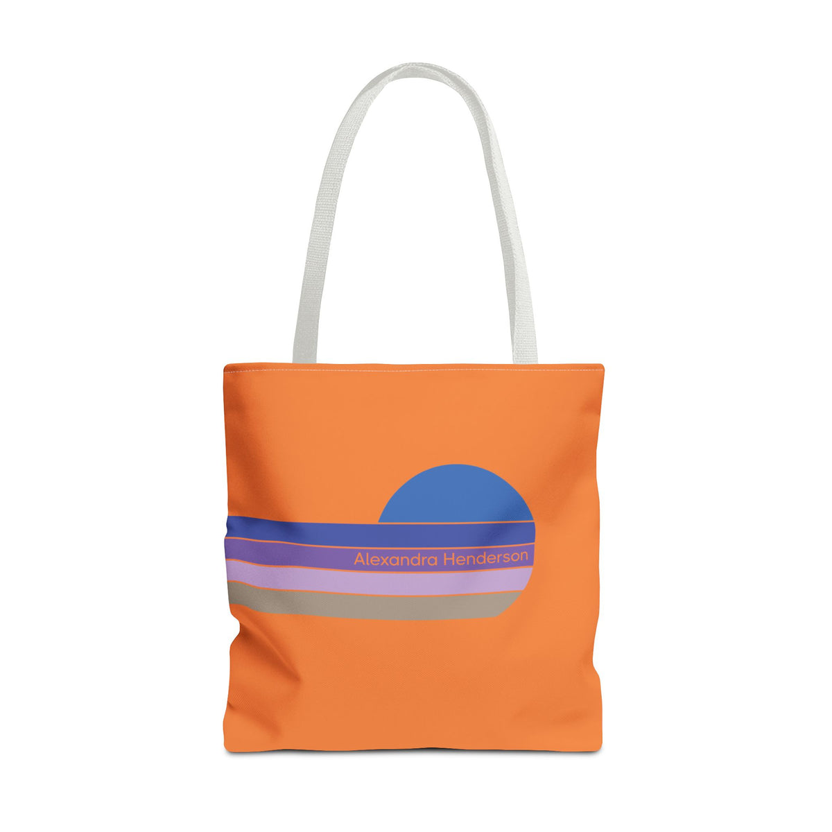 Orange Sunset Stripe Tote Bag – Retro Personalized Name Beach and Market Tote