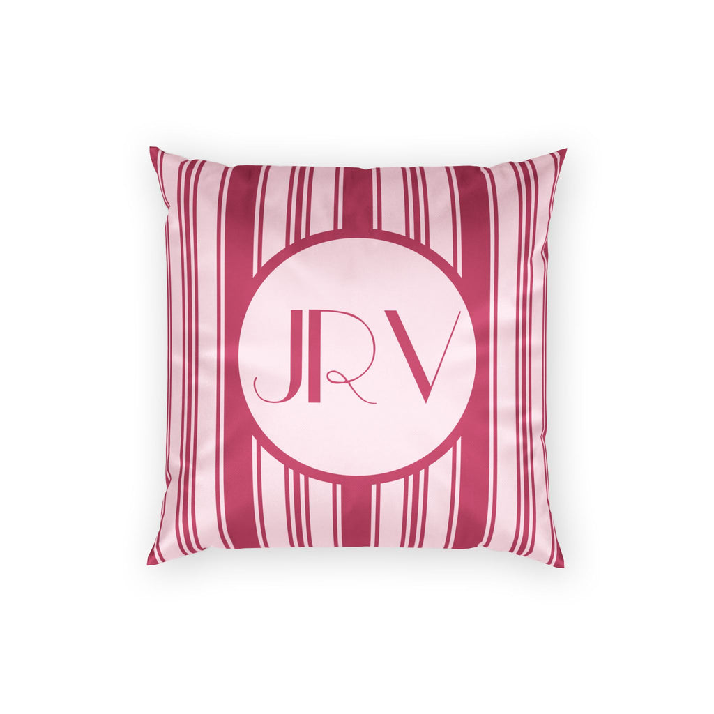Personalizable Velvet Pillow - Magenta Striped Monogram Pillow