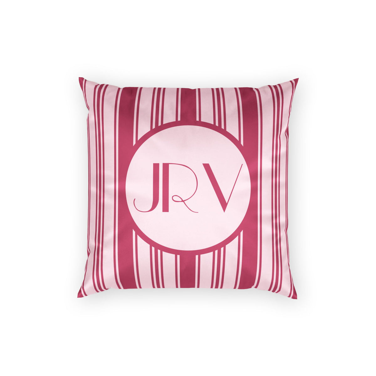 Personalizable Velvet Pillow - Magenta Striped Monogram Pillow