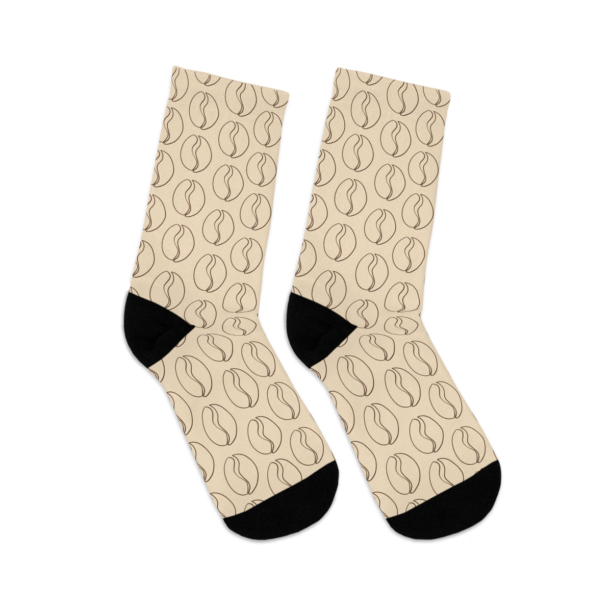 Sophisticated Coffee Lover Socks - Minimalist Coffee Bean Pattern Socks in Cream
