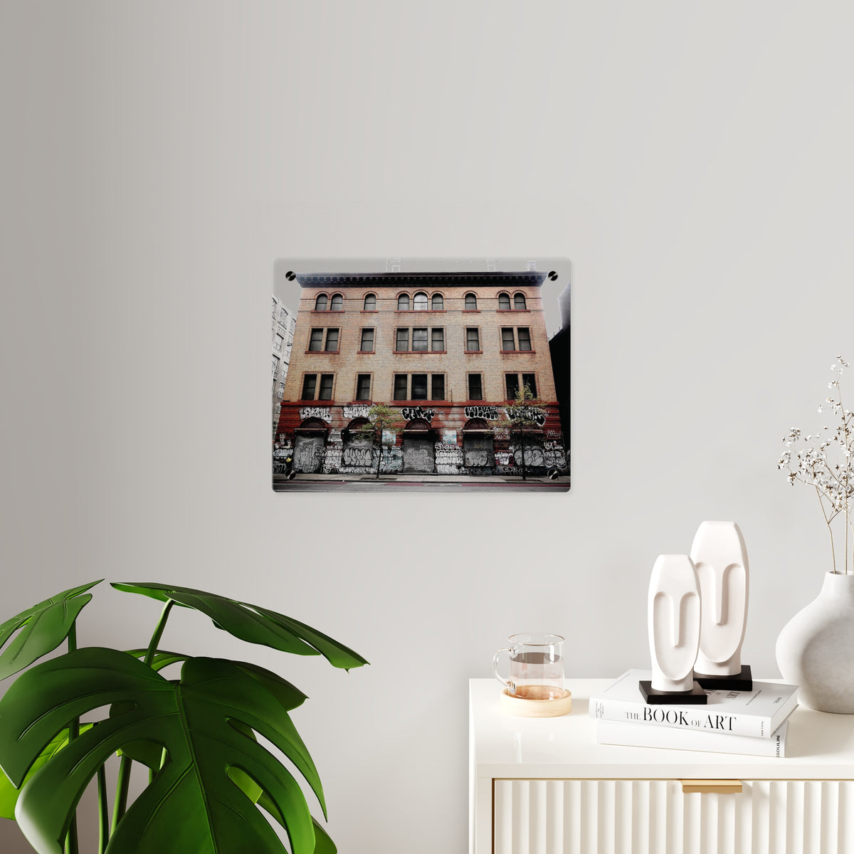 Urban Graffiti Photo Wall Art- Street Level Tagged Building  Acrylic Wall Art Panel
