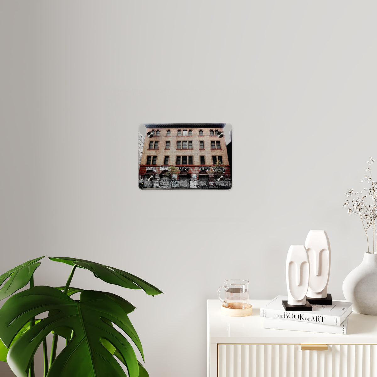 Urban Graffiti Photo Wall Art- Street Level Tagged Building  Acrylic Wall Art Panel