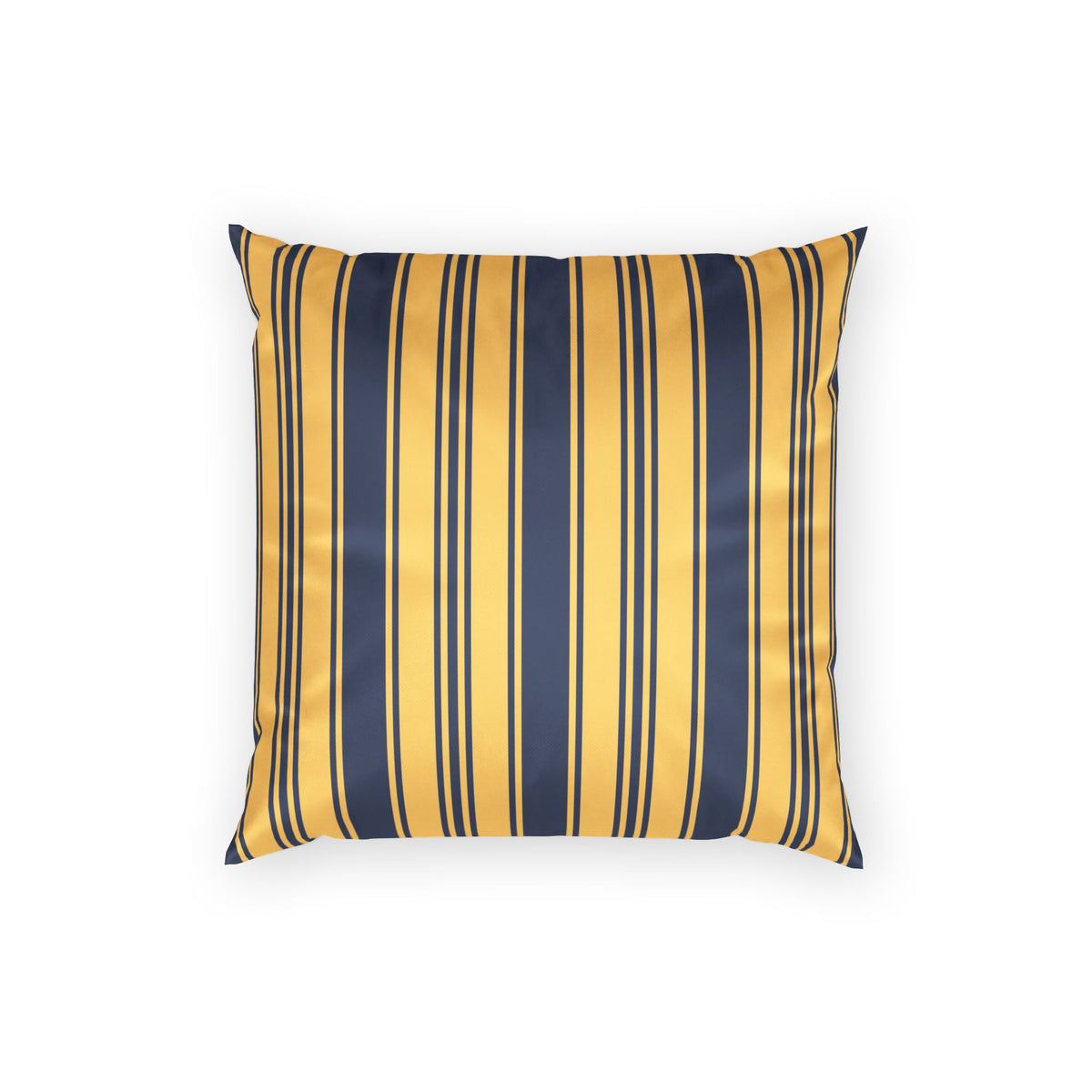 Elegant Velvet Throw Pillow - Modern Blue and Gold Ticking Stripe Pillow