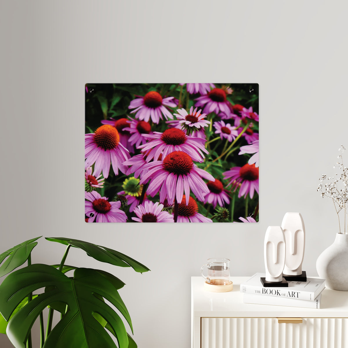 Purple Coneflowers Wall Art - Vibrant Field of Purple Coneflowers Acrylic Art Panel