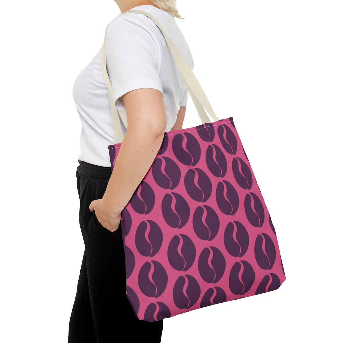 Coffee Lover's Tote - Grape on Pink Coffee Vibes Tote Bag