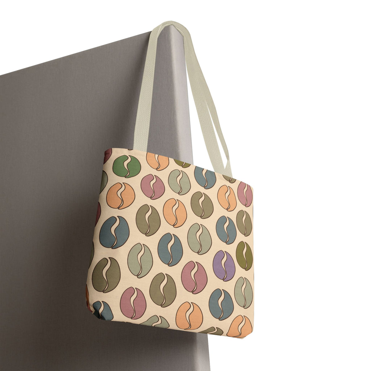 Colorful Coffee Tote Bag - Coffee Lover's Bean Bag in Cream