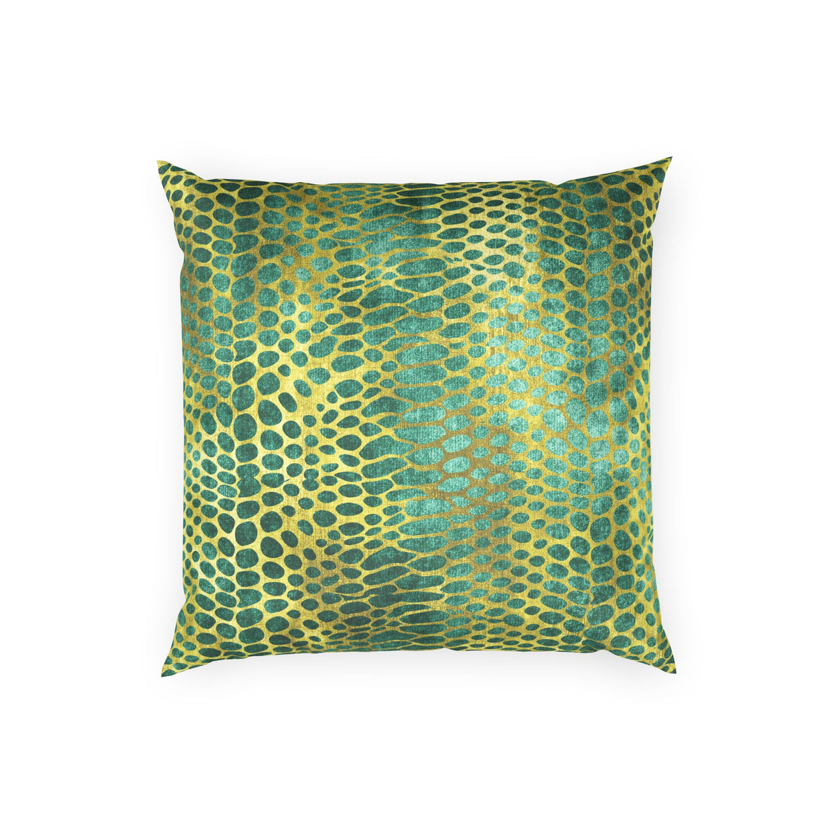 Glam Snake Skin Decorative Pillow - Green and Gold Print Velvet Pillow