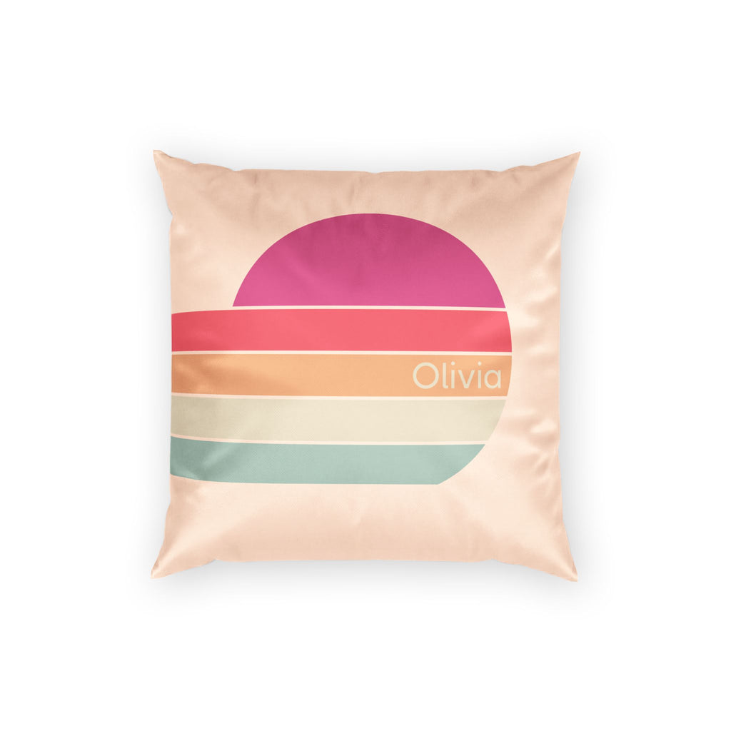 Personalizable  Retro Velvet Throw Pillow - Magenta Sunrise Decorative Pillow