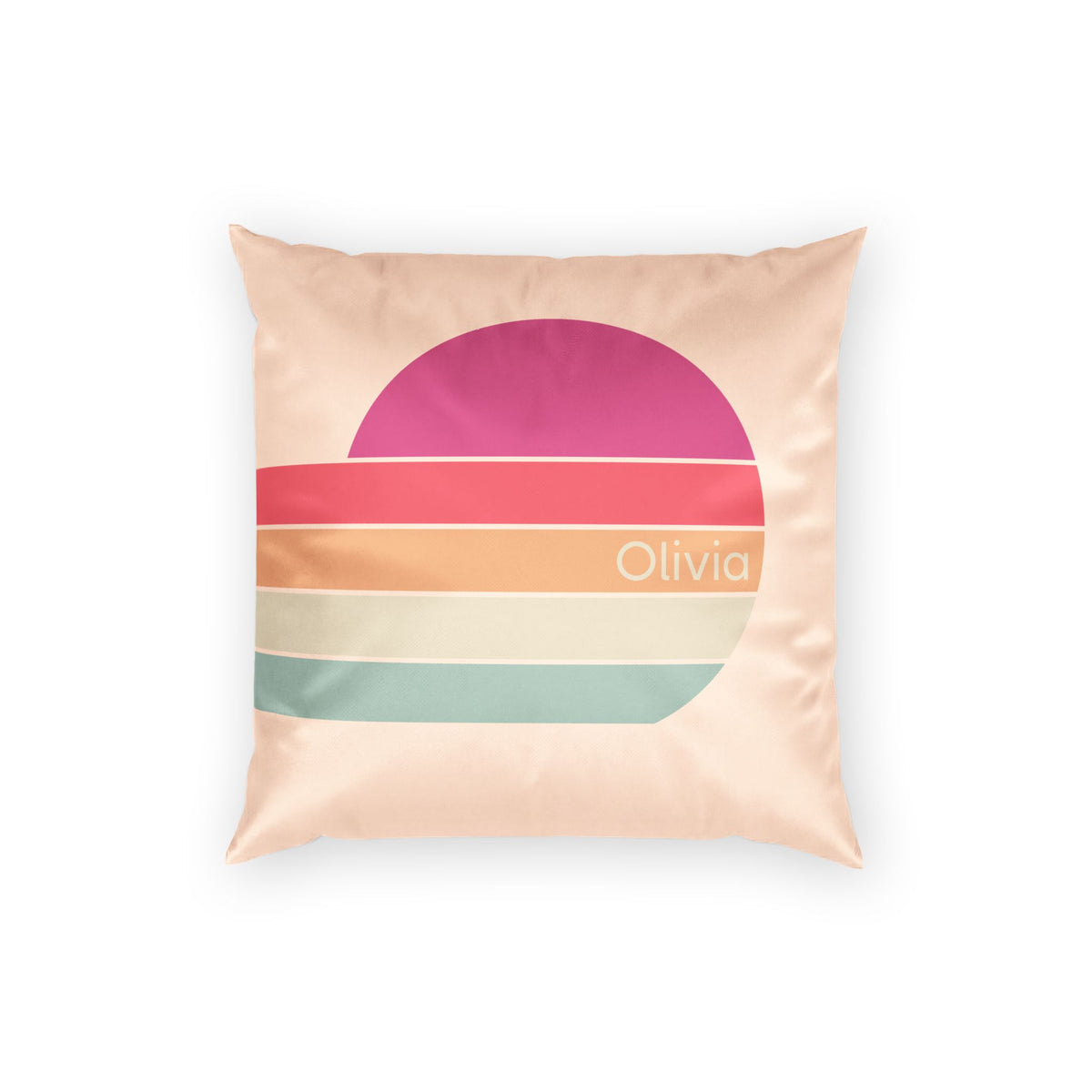 Personalizable  Retro Velvet Throw Pillow - Magenta Sunrise Decorative Pillow