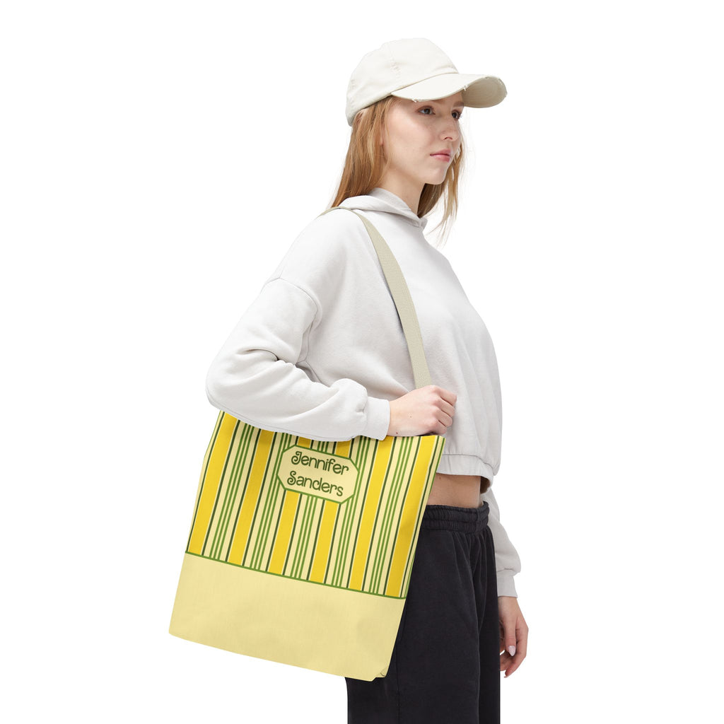 Personalizable Yellow and Green Striped Tote – Bright Summer Market Bag