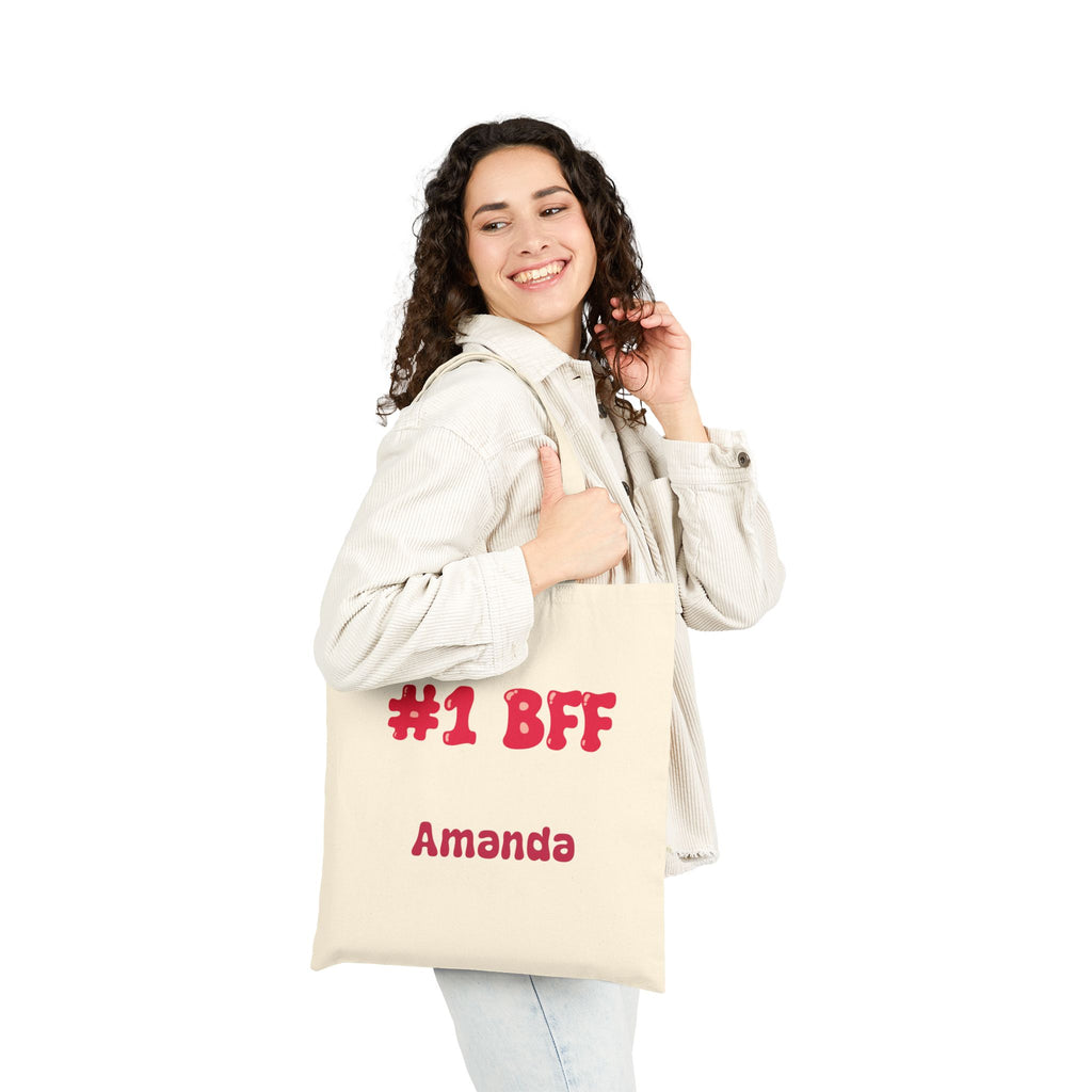 Best Friend Tote Bag - Personalizable Strawberry Milk Pink Bestie Canvas Tote