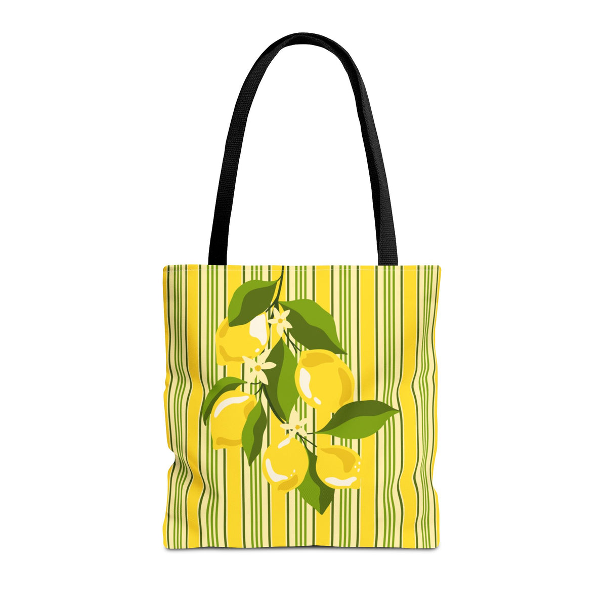 Lemon Stripe Tote Bag - Bright Citrus Summer Market Bag