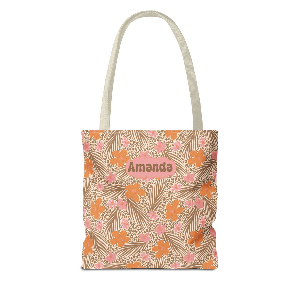 Personalizable Tropical Tote - Pink and Orange Floral Bag