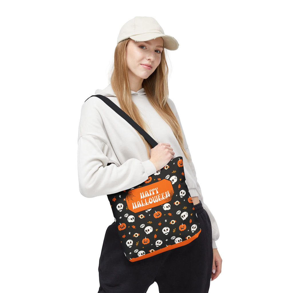 Halloween Pumpkin and Skulls Personalizable Trick-or-Treat Candy Bag