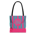 Monogram Pink and Blue Striped Tote Bag — Custom Striped Tote Bag