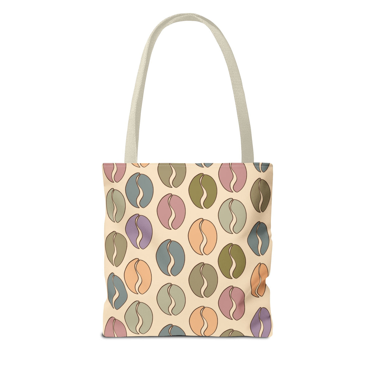 Colorful Coffee Tote Bag - Coffee Lover's Bean Bag in Cream