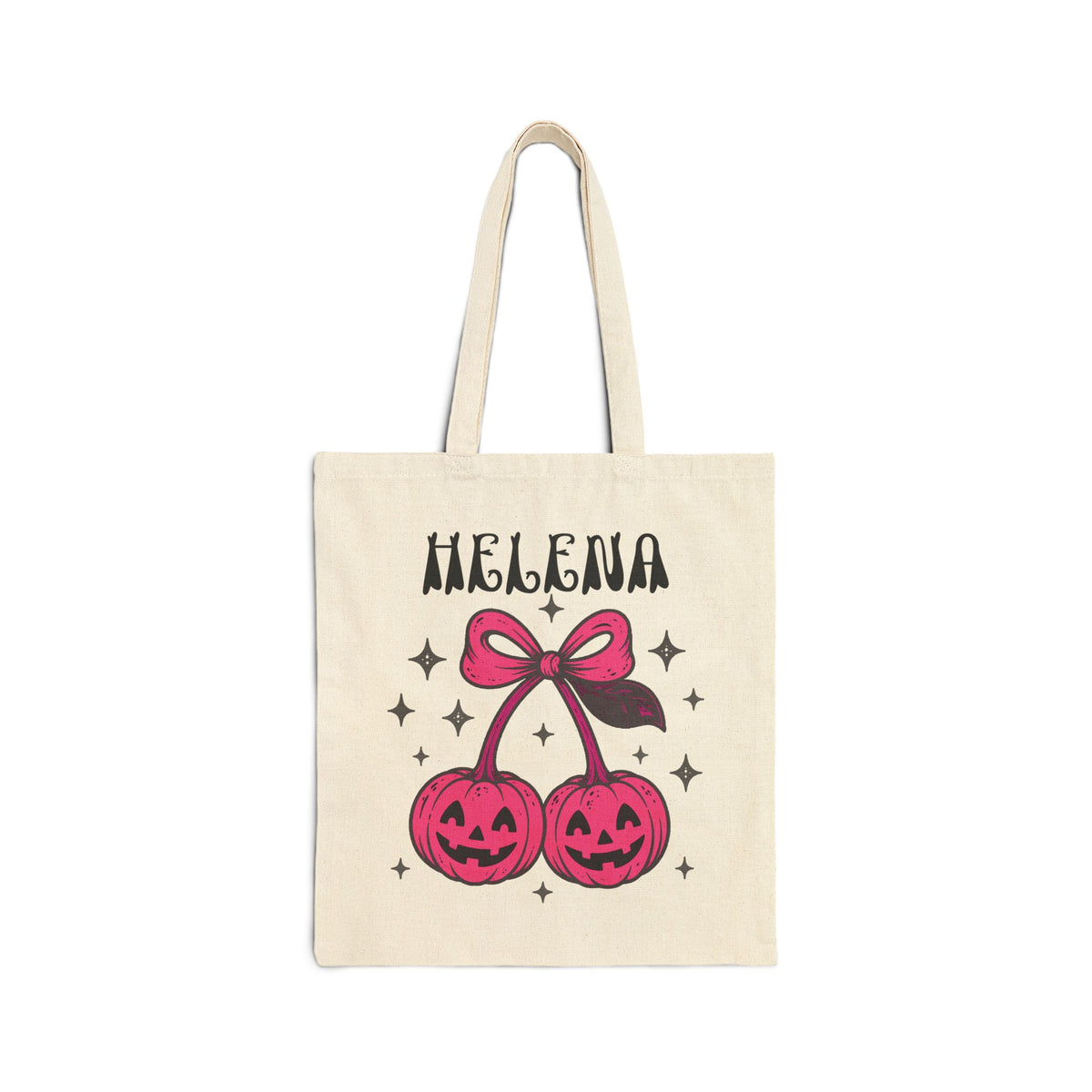 Spooky Cherry Jack-O'-Lantern Trick or Treat Bag - Cute Personalized Halloween Canvas Tote