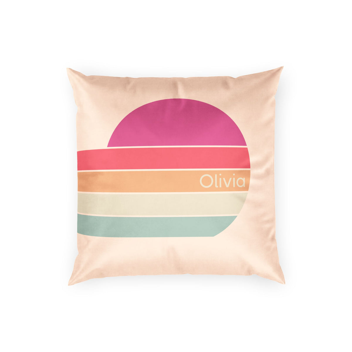 Personalizable  Retro Velvet Throw Pillow - Magenta Sunrise Decorative Pillow