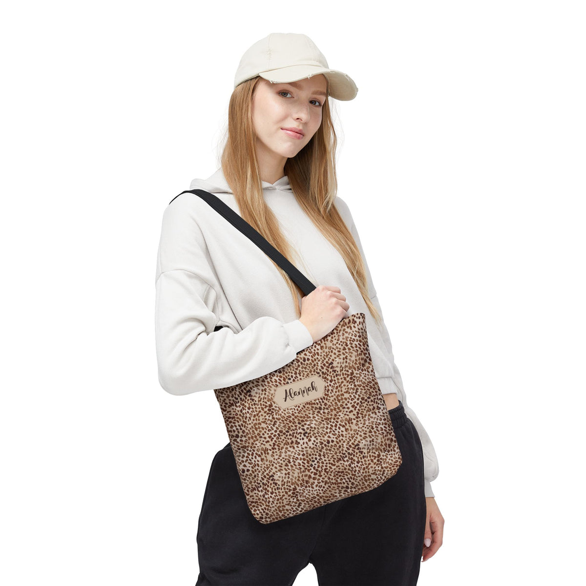 Personalizable Animal Print Tote - Beige Leopard Carryall